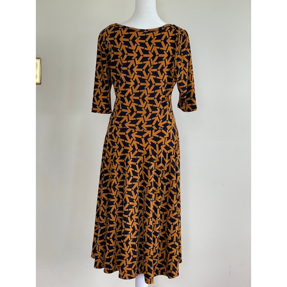 LuLaRoe Nicole Fit Flare Dress 3/4 Sleeve Scoop Neck Midi L - Picture 3 of 10